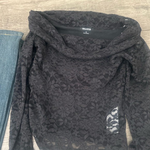 Y2K Bling Bundle: R&R Rhinestone Flare Jeans + NWT Hollister Blouse - Picture 4 of 9